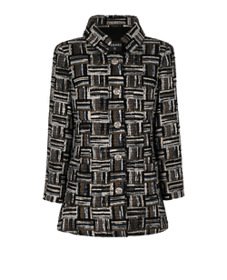Chanel Tweed Jacket, Cotton/Viscose, Black/Blue/White, UK16, 2*