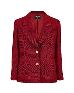 Chanel Vintage 2000 Asymmetric Weave Jacket, Wool, Maroon/Red, UK 14