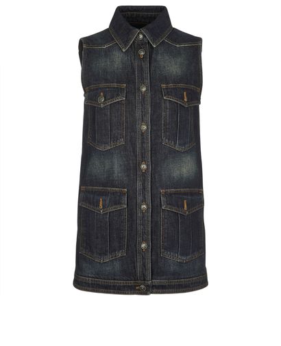 Chanel Distressed Denim Long Vest, front view