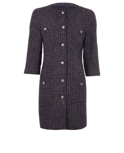 Chanel 14A Metallic Long Line Jacket, &pound;2,300, Clothing, Purple/Silver, Polyester Mix, Front view