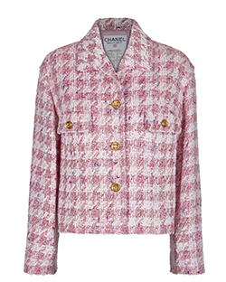 Chanel Pink Boucle Checked Jacket
