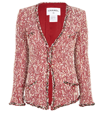 Chanel 2014 Tweed Jacket, &pound;1,500, Clothing, Red/White, Nylon/Wool, Front view