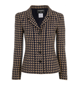 Chanel Houndstooth Print Blazer, Acetate, Blue, UK6, 3*