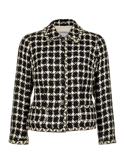Chanel Houndstooth Boucle Jacket, front view