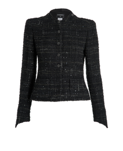 Chanel 02A Tweed Jacket, Viscose, Black, UK12, 3*
