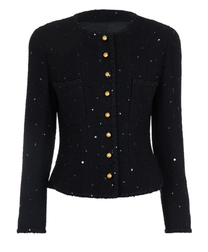 Chanel Boutique Vintage Jacket, £1,600, Clothing, Black, Sequins/Wool, Front view