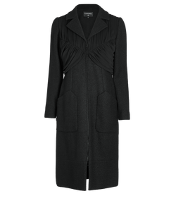 Chanel Draped Long Jacket, Wool/Nylon, Black, UK 14, 3*