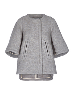 Chloe Short Sleeve Cape Jacket, Virgin Wool, Grey, UK S