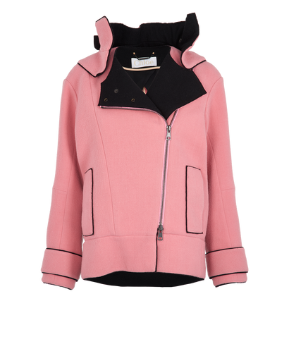 Chloe Detachable-Collar Biker Jacket, front view