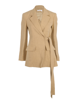 Chloe Belted Blazer, Linen/Silk, Beige, UK8, 2*
