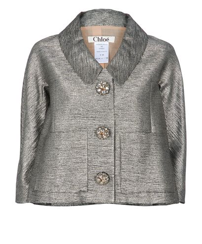 Chloe Metallic Cropped Jacket, front view