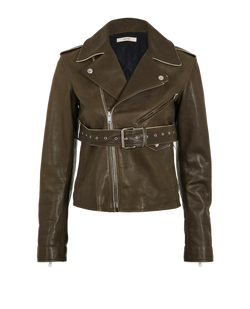 Celine Biker Jacket, Leather, Green, UK8, 2*