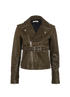 Celine Biker Jacket, &pound;595, Clothing, Green, Leather, Front view