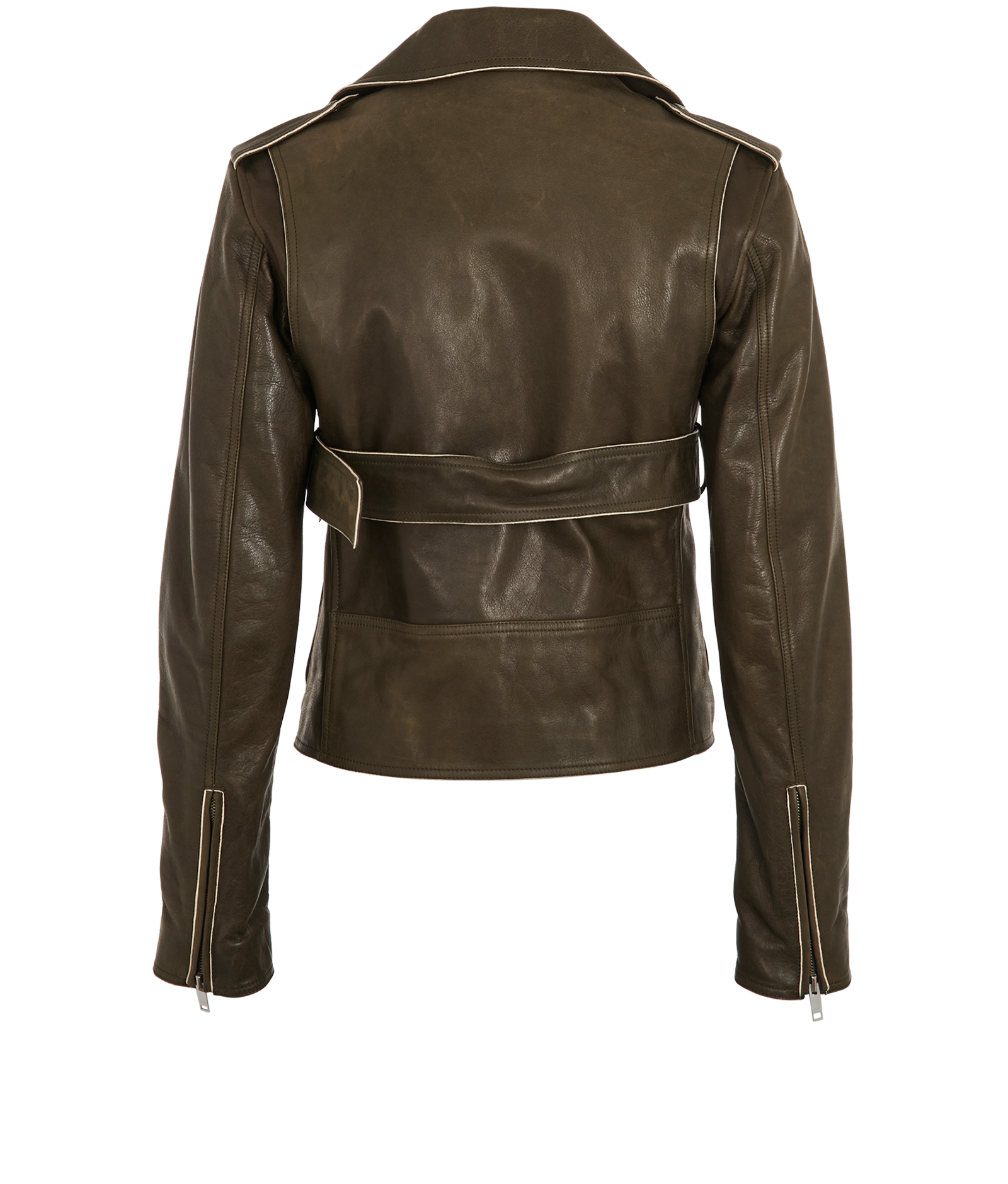 Celine Biker Jacket, &pound;595, Clothing, Green, Leather, Back view