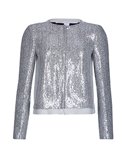 Diane Von Furstenberg Sequin Tweed Jacket, Silk/Viscose, Grey, UK 10