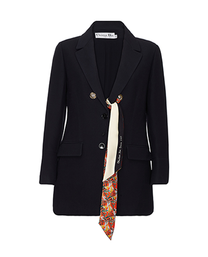 Christian Dior Scarf Tie Blazer, &pound;485, Clothing, Blue, Wool, Front view
