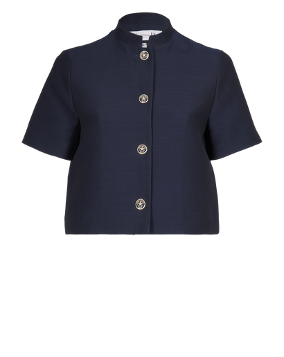 Christian Dior Short Sleeves Jacket, &pound;550, Clothing, Navy, Silk, Front view