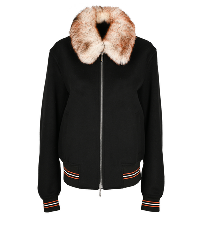 Christian Dior Trimmed Bomber Jacket, &pound;650, Clothing, Black, Lambskin Leather/Wool, Front view