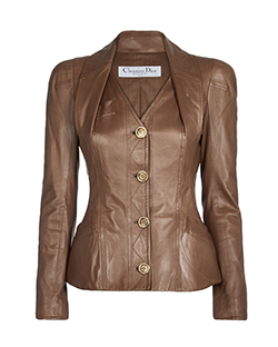 Christian Dior Vintage Jacket, Leather, Brown, UK 8
