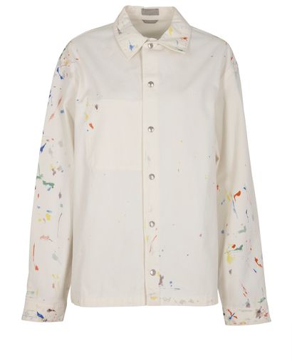 Christian Dior Men's Paint Splatter Denim Overshirt, front view