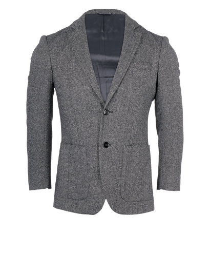 Dolce & Gabbana Herringbone Blazer, &pound;220, Clothing, Grey, Wool, Front view