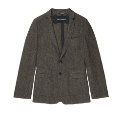 Dolce & Gabbana Herringbone Jacket, MENS, Wool, Brown, Sz XS, 3*