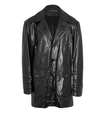 Dolce & Gabbana Button Up Leather Jacket, front view