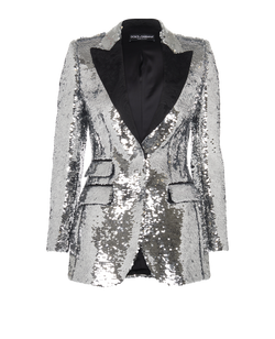 Dolce & Gabbana Sequined Blazer, Poly, Silver, UK 8, 3*