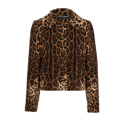 Dolce & Gabbana Leopard Print Jacket, Wool, Brown/Beige, UK12, 2*