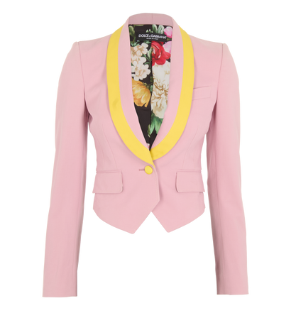 Dolce & Gabbana Cropped Blazer Jacket, &pound;150, Clothing, Pink/Yellow, Cotton, Front view