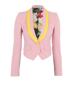 Dolce & Gabbana Cropped Blazer Jacket, Cotton, Pink/Yellow, UK4, 1*