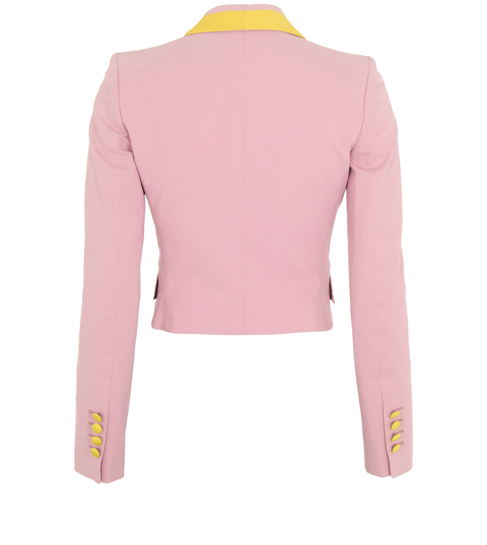Dolce & Gabbana Cropped Blazer Jacket, &pound;150, Clothing, Pink/Yellow, Cotton, Back view