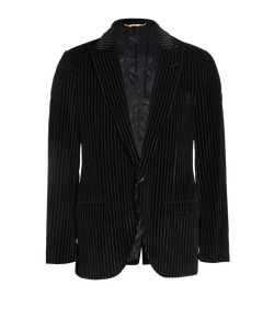 Dolce & Gabbana Pinstripe Velvet Blazer, Mens, Cotton, Black, Sz L, 2*