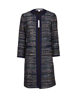 Diane Von Furstenberg Boucle Open Jacket, Cotton, Blue, UK 10