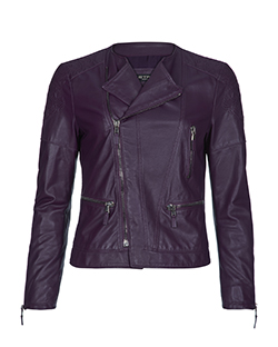 Etro Shoulder Detail Jacket, Leather, Purple, UK 10