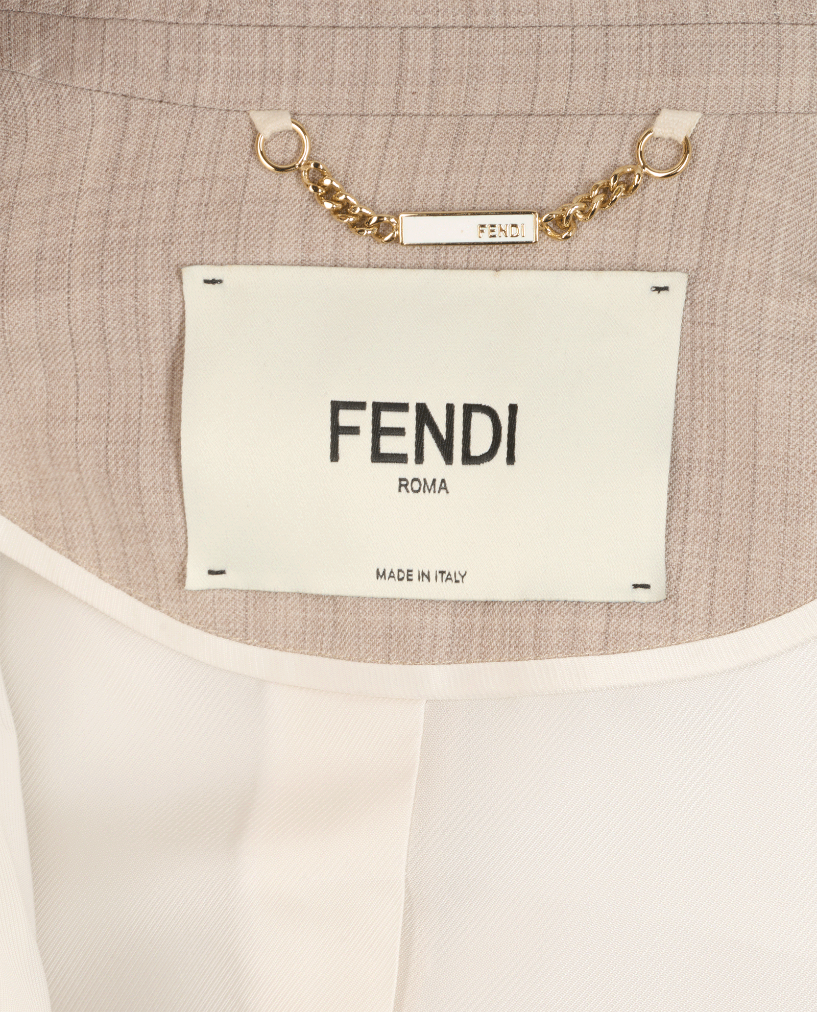 Fendi Logo Embroidered Single-Vent Blazer, &pound;250, Clothing, Beige, Wool, Other view