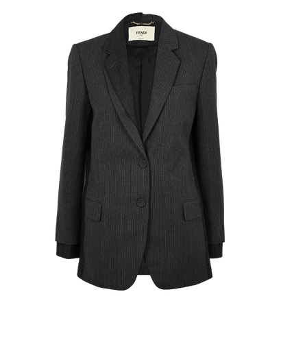 Fendi Flannel Pinstripe Blazer, &pound;395, Clothing, Grey, Wool, Front view