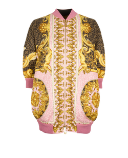 Fendace Printed Shirt Jacket, Silk/Poly, Pink, UK 4, 3*