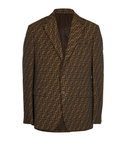 Fendi FF Jacquard Blazer, Mens, Polyester, Brown, Sz XXXL, 3*