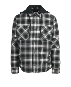 Off-White Flannel Shirt Jacket, Mens, Cotton, Grey, Sz M, 3*