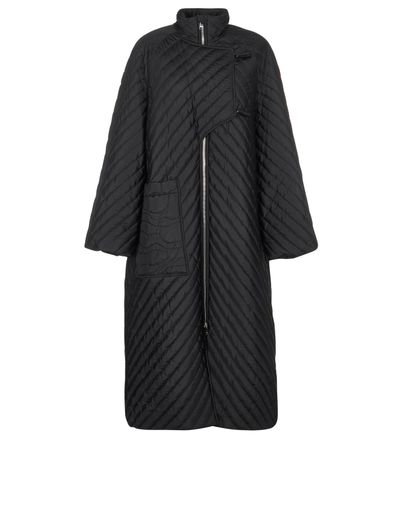 Ganni Recycled Ripstop Quilted High Neck Long Coat, front view