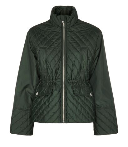 GANNI Recycled Ripstop Quilted High Neck Jacket, front view