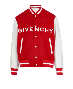 Givenchy Varsity Bomber Jacket, Mens, Wool/Leather, Red, Sz XXL, 2*