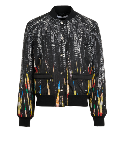 Givenchy Sequins Print Bomber Jacket, &pound;450, Clothing, Black, Polyester, Front view