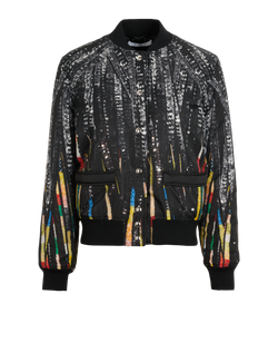 Givenchy Sequins Print Bomber Jacket, Poly, Black, UK 8, 3*