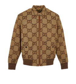 Gucci Macro GG Bomber Jacket, Mens, Cotton, Beige/Brown, Sz XL, 2*