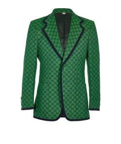 Gucci GG Single Breasted Blazer, Mens, Cotton/Poly, Green, Sz L, 3*