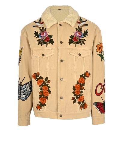 Gucci Embroidered Corduroy Jacket, £1,200, Clothing, Beige, Cotton, Front view