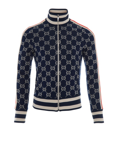 Gucci GG Jacquard Jacket, &pound;825, Clothing, Blue/Cream/Red, Cotton, Front view
