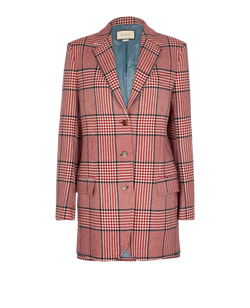 Gucci Check Blazer, Wool, Red/White/Navy, Sz S, 3*